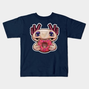 SNAX Axolotl eating doughnut Kids T-Shirt